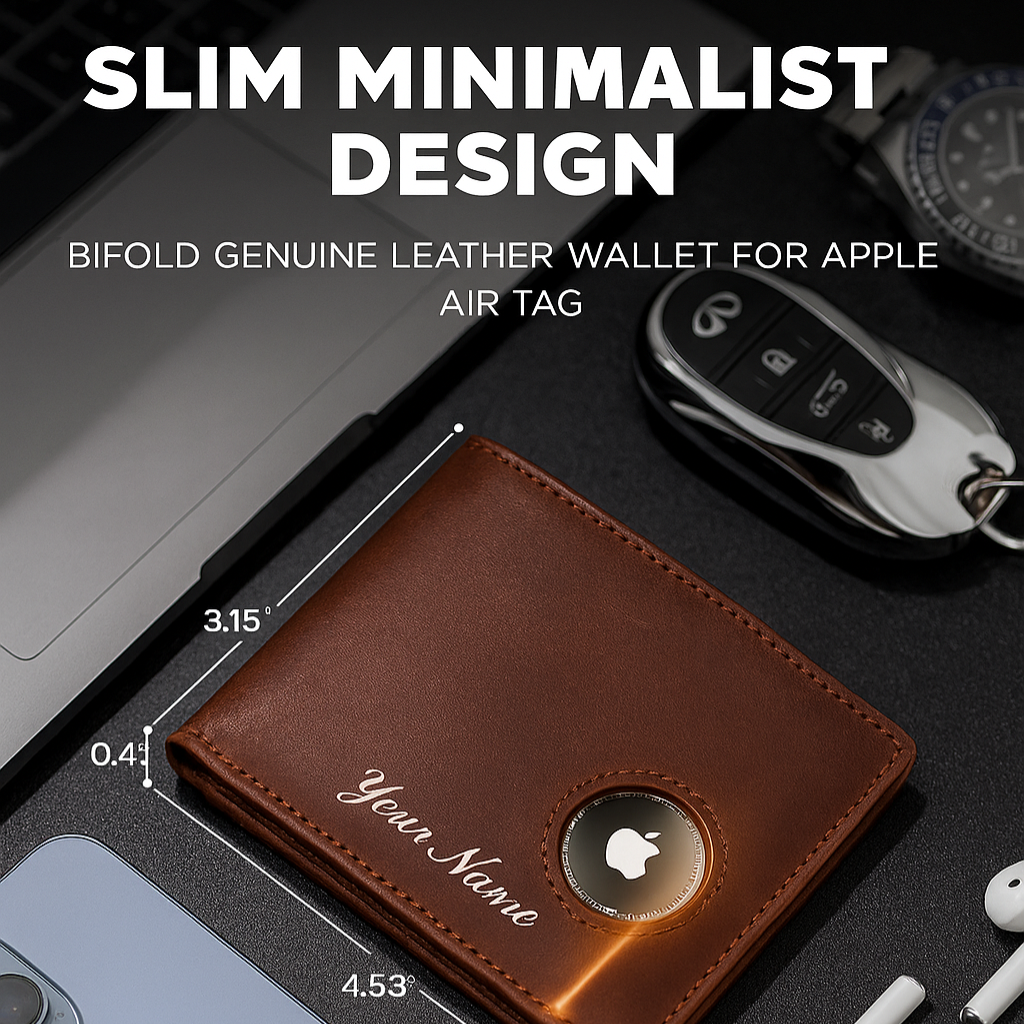 Smart Airtag Wallet – Slim Leather RFID Card Holder for Men