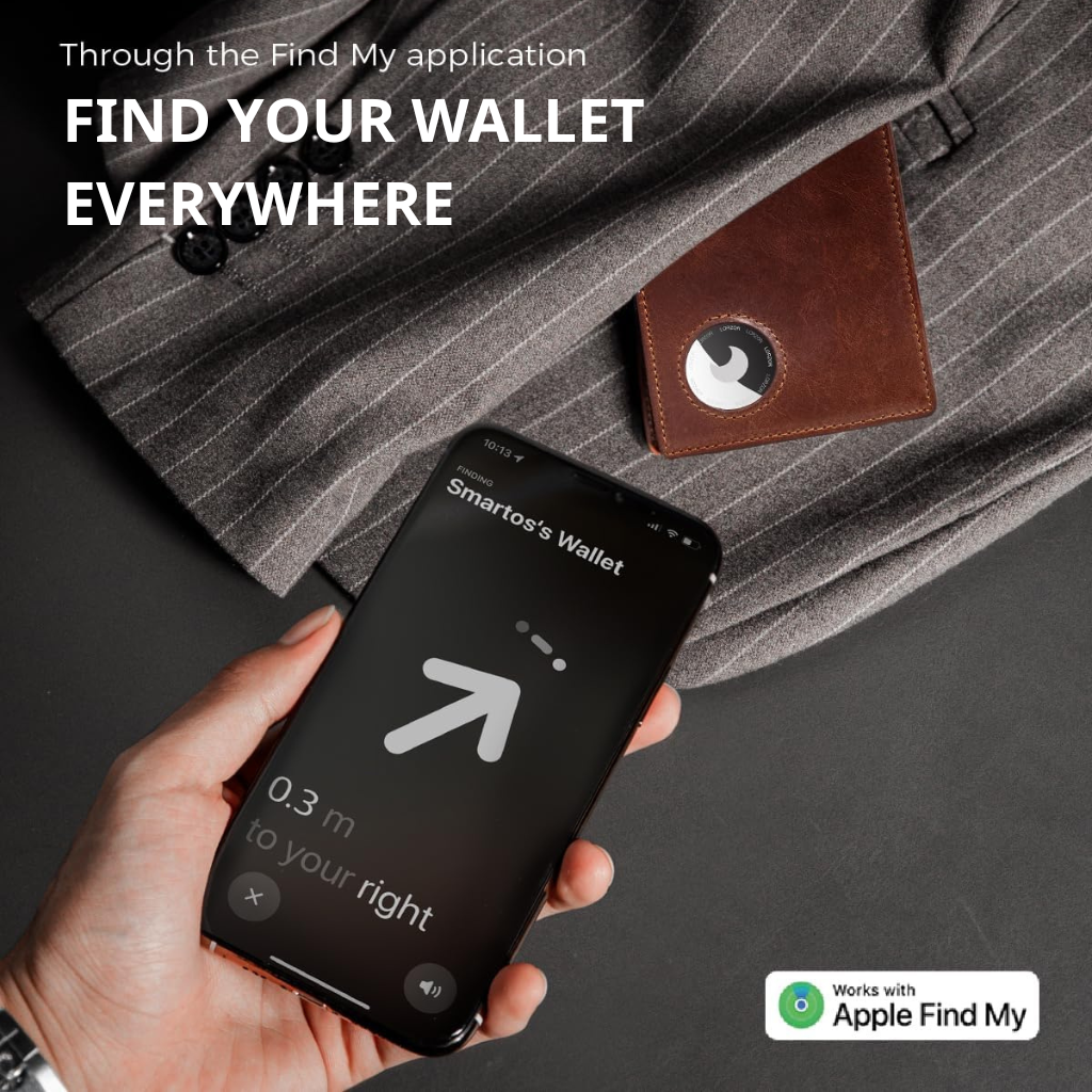 Smart Airtag Wallet – Slim Leather RFID Card Holder for Men