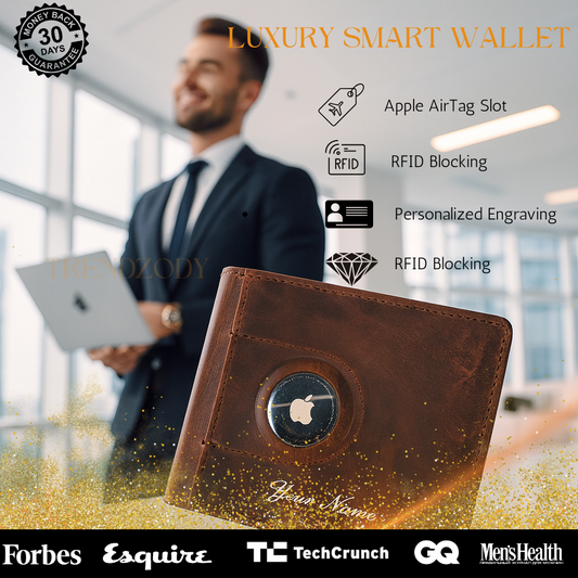 Smart Airtag Wallet – Slim Leather RFID Card Holder for Men